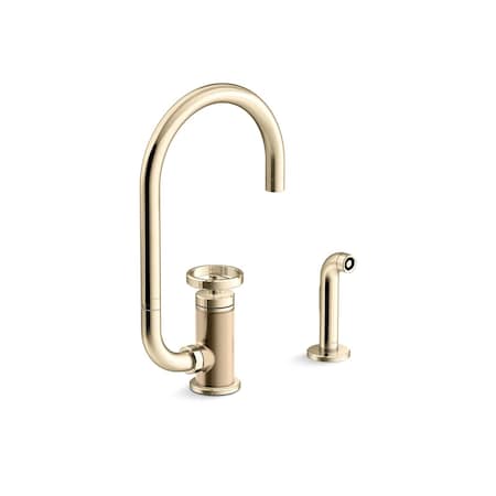 Kohler Billet Single-handle bar sink faucet with two-function extended-reach spout and side sprayer 28675-9-AF