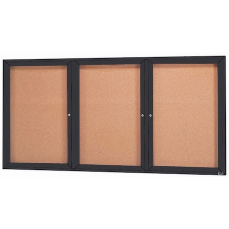 Aarco Illuminated Enclosed Bulletin Board w/ Black Powder Coated Al Frame, 36''Hx72''W DCC3672-3RIBK