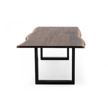 Homeroots 102" Brown And Black Solid Wood And Metal Sled Base Dining Table 487367