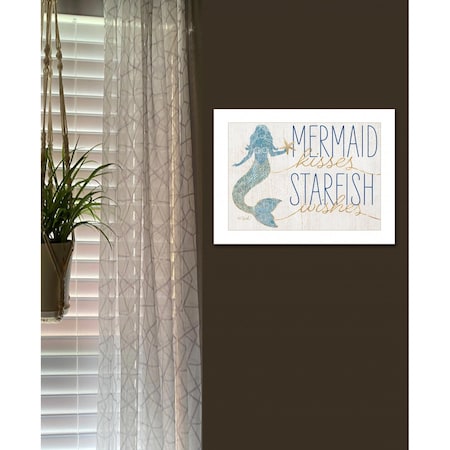 Homeroots Mermaid Kisses Starfish Wishes 1 White Framed Print Wall Art 407723