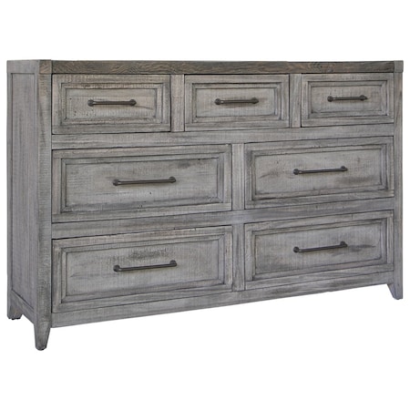 Homeroots 62" Brown Solid Wood Seven Drawer Double Dresser 524607