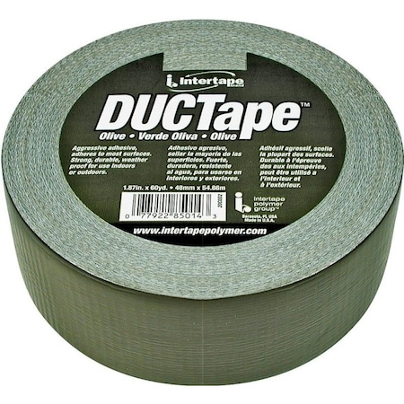 Intertape Duct Tape, 60 yd L, 1.88 in W, Polyethylene-Coated Cloth Backing, Olive Drab 20C-OD2
