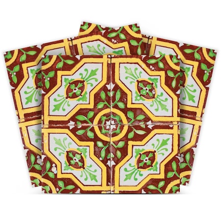 Homeroots 12" X 12" Yellow and White Gloria Removable Peel and Stick Tiles 555983