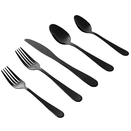 Gibson Home Stravidia 20 Piece Flatware set in Black Stainless Steel 137382.2