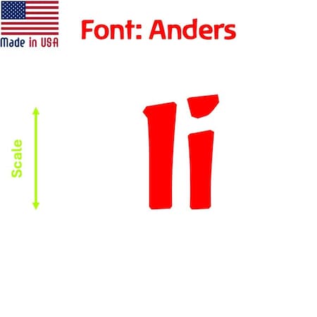 Aacc Self-Adhesive Vinyl Letter: I, Scale: 5 cm. Color: Red Font: Anders by, 4PK AACC-Anders-UI-Red-M5x4