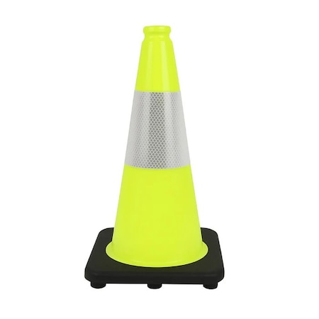 Traffic Kontrol 18in Traffic Safety Cone, 3 Lbs, Lime, 6in Hi Intensity Reflective Collars, 1PC TKTC-18-3-LM-1C