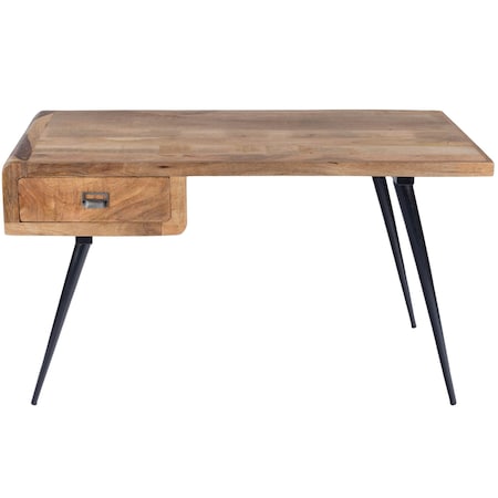 Homeroots 54" Brown And Black Mango Wood Writing Desk 389438