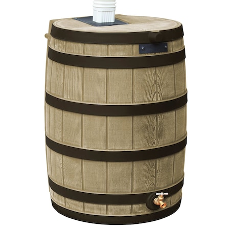 Good Ideas Rain Wizard 50 Gallon Rain Barrel With Darkened Ribs - Khaki RW50-DR-KHA
