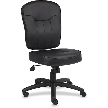 Boss Leather Task Chair, Armless, Black B1560