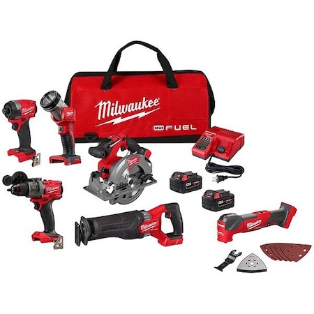 Milwaukee Tool M18 FUEL 5PC Kit +Oscillating Multi-Tool 3697-25, 2836-20