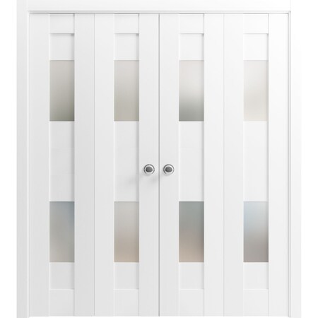 Vdomdoors Sliding Closet Double Bi-fold Doors White Solid Core Modern Interior SETE6222DBF-WS-72 x 84 (4* 18x84)