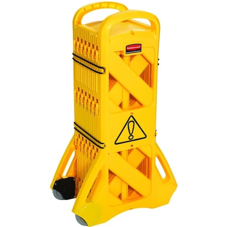 Zoro Select Portable Barricade, Polypropylene, 40" Height, 13 ft Length, 34 lb, Yellow FG9S1100YEL