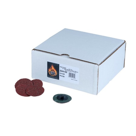 High Teck Products 2in R-Style Disc, 24 Grit, Aluminum Oxide, Polymer Backing, 50PK 224-50