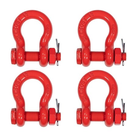 Mytee Products 4Pcs 5/8in Anchor Shackle Forged Carbon Steel w/ Safety Screw Pin 6,500 lbs WLL, 4PK SHACKLE-ANCHOR-BT-58x4
