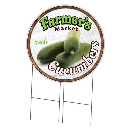 Signmission Farmers Market Cucumbers Double Sided Corrugated Plastic Circle Yard Sign, C-36-CIR-DS-WS-Cucumbers C-36-CIR-DS-WS-Cucumbers