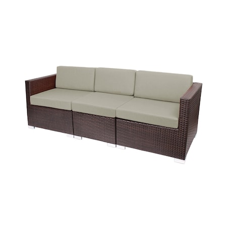 Bfm Seating Aruba 83.25in Wide Outdoor Wicker Sectional Sofa with Sunbrella Cushions PH5101JVW-14106