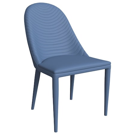 Leisuremod Seville Modern Leather Dining Side Chair with Iron Legs in Navy Blue SC48NBU