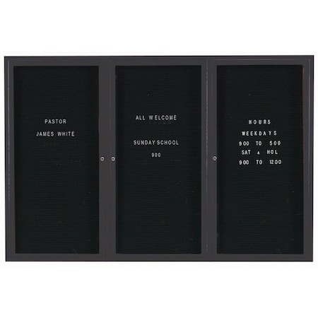 Aarco Outdoor Enclosed Directory w/ Al Frame, Powder Coated Black, Letter Panel is Black Vinyl, 48''Hx72''W OADC4872-3BK