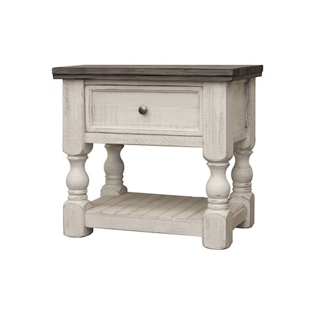 Homeroots 27" Ivory Solid Wood One Drawer Nightstand 527053