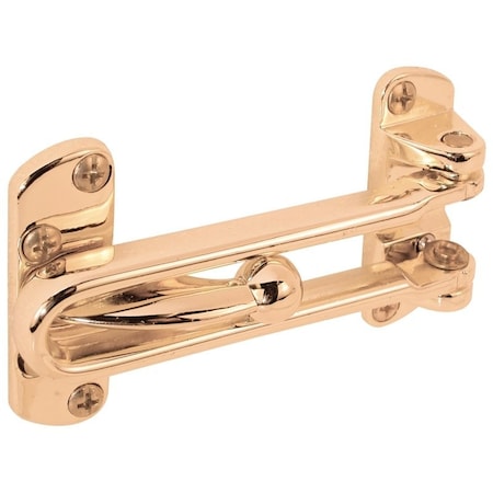 Defender Security Swing Bar Lock, 3-7/8 in L, Metal, Brass U 9897