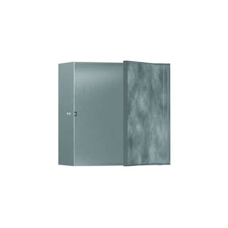 Hansgrohe XtraStoris Rock Wall Niche with Tileable Door 12"x 12"x 5.5" in Brushed Stainless Steel 56091800
