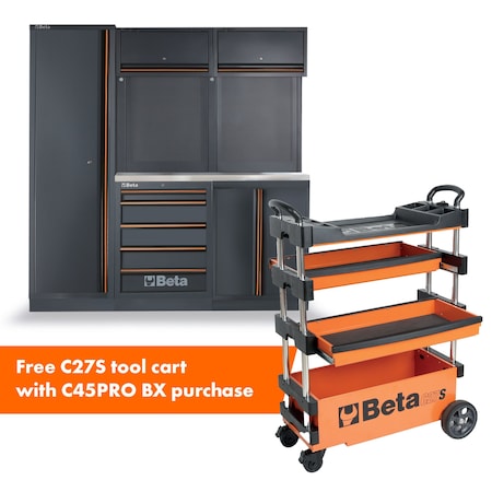 Beta Grey, Steel, 19.49 in W x 78.74 in D x 77.17 in H C45PROBX/C27S