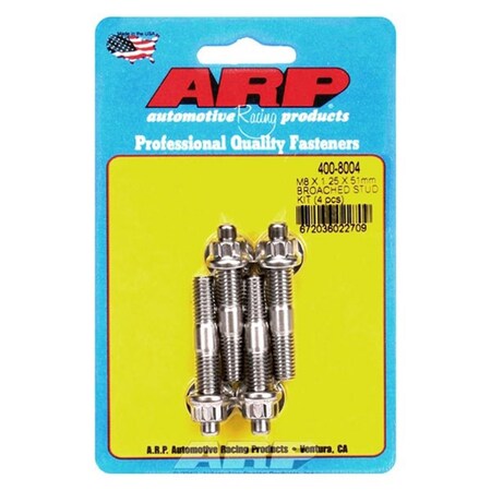 Arp 400-8004 M8 x 1.25 in. x 51 mm Stainless Steel Stud Kit - 4 Piece, 4PK ARP400-8004