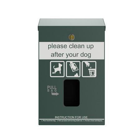 Furloo Wall-Mount Pet Waste Header Bag Dispenser, Steel, Green FLO13H-D-G