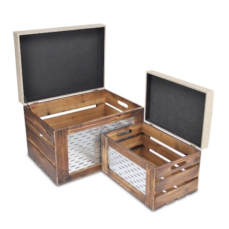 Made-To-Order Storage Benches with A Medium Brown Wood Frame - Set of 2 MA1523446
