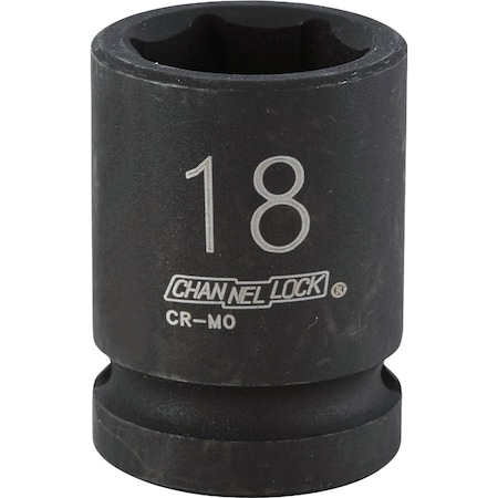 Channellock 1/2'' Drive 18 mm 6-Point Shallow Metric Impact Socket 302889