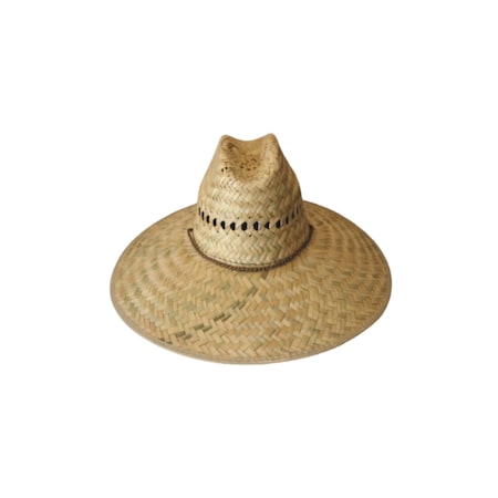 Solid Wing Vented Straw Hat with Adjustable Chin Strap 3801VENT-BR