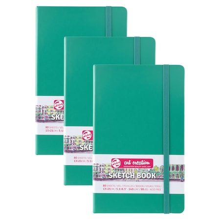 Talens Art Creation Sketchbook, 80 Sheets, 90lbs, Forest Green Cover, 5.1'' x 8.3'', 3PK 9314332M