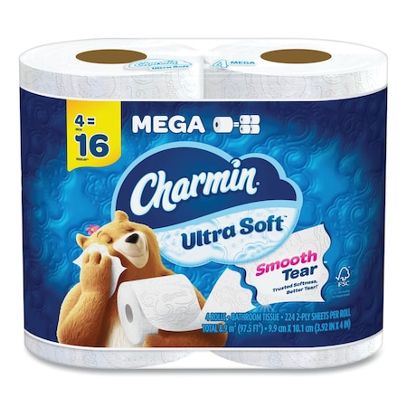 Charmin Plastic Overwrap, 244 Sheets, White, 4 PK 52769PK