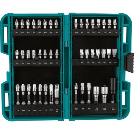 Makita Impact XPS Impact Bit Set, 45 Pc., Detent Ball/Magnetic Hex Locks, Matte Nickel E-01650