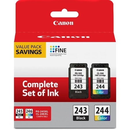 Canon PG-243/CL-244 Pigment Black and Dye-Based Color Ink Cartridge Value Pack 1287C006