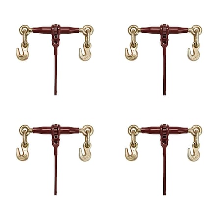 Mytee Products PRO Chain Binder Ratchet Style 3/8in-1/2in w/ Grab Hooks, 12,000 lbs WLL, 4PK CBRS38-PROx4