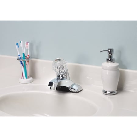 Home Impressions 1-Handle Knob 4'' Centerset Non-Metallic Bathroom Faucet with Pop-Up Chrome F451R101CP-JPB3
