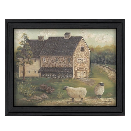Homeroots Stone Barn 1 Black Framed Print Wall Art 404682