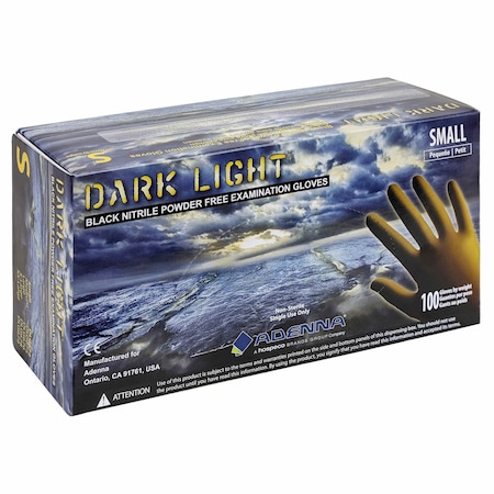 Safety Zone Dark Light Nitrile Powder Free 9 mil Exam Gloves - Black, Sm - Case of 1000 DLG672
