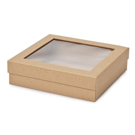 Nashville Wraps Kraft Pinstripe Gourmet Window Box, X-Large 7.75x7.75x2in, 18PK 612BKR