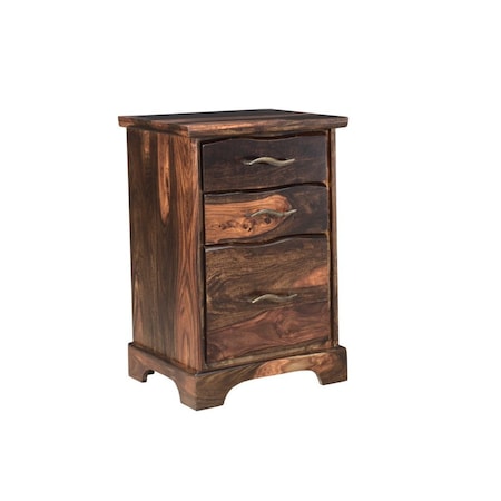 Homeroots 30" Dark Brown Solid Wood Three Drawer Live Edge Filing Cabinet 522096