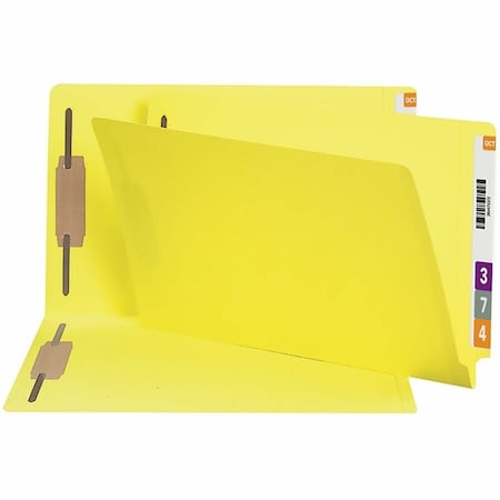 Smead Two-Inch Capacity Fastener Folders, Straight Tab, Legal, Yellow, 50/Box 28940