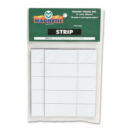 Magna Visual Magnetic Strips, Pre-Cut, 2in, White, PK25 PMR-721