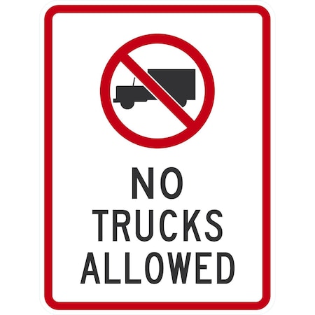 Lyle No Trucks Allowed (with Symbol), 18x24, Engineer Grade, White G-10263-EG_18x24