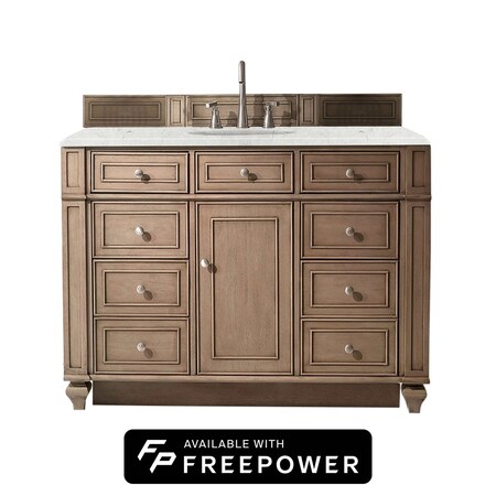 James Martin Vanities 48" S Vanity, Whitewashed Walnut w/Eternal Jasmine Pearl Top w/FreePower Wireless Charger 157-V48-WW-FEJP