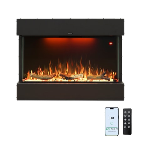Edendirect 42 in. 5120BTU Wall Mount Electric Fireplace, 750W/1500W, Heat 400 sq. ft, Blower Heat, Remote ZR-TS42ZS