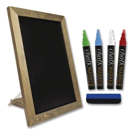 Excello Global Products Magnetic Tabletop Chalkboard, Black Surface, Brown Wood Frame, 11 x 15 EGP-HD-0100-S