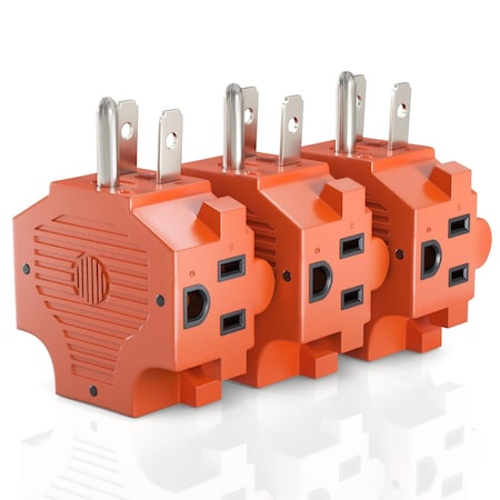 Maximm 3-Outlet Wall Adapter, Grounded 3-Prong, ETL Certified, 3PK, Orange, 3PK AD-3OUT-3PR-ORG-3PK
