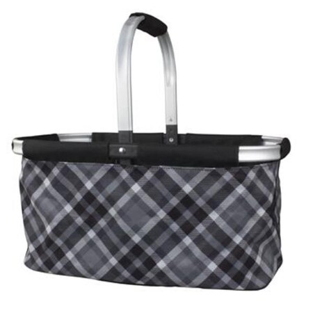 Camp Casual CC010GPB Plaid Folding Picnic Basket, Gray C4G-CC010GPB