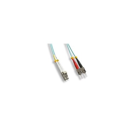 Cable Wholesale LC/UPC to ST/UPC OM4 Duplex 2.0mm Fiber Optic Patch Cord, OFNR, Multimode 50/125 10Gbit, Aqua LCST-41005